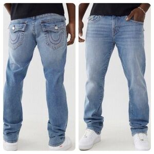 NWT True Religion RICKY Red Flap Relaxed Straight Fit Jeans Size 44